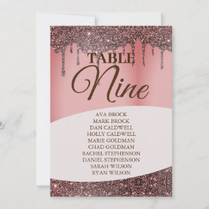 Elegant Glitter Pink Seating Chart Table 9 Nine Invitation