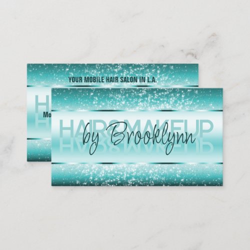 Elegant Glitter Product Labels Light Teal Aqua  Business Card