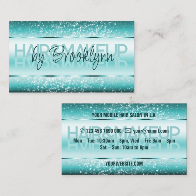 Elegant Glitter Product Labels Light Teal Aqua  Business Card (Front/Back)