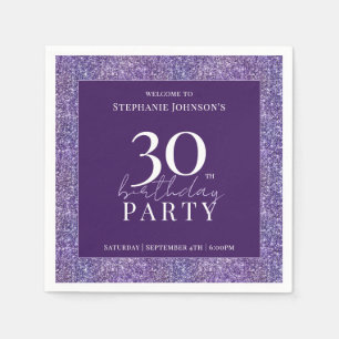 Elegant Glitter Purple 30th Birthday Party Napkins
