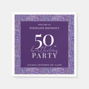 Elegant Glitter Purple 50th Birthday Party Napkins