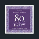 Elegant Glitter Purple 80th Birthday Party Napkins<br><div class="desc">Elegant Glitter Purple 80th Birthday Party Napkins. Join us for an elegant celebration of a milestone birthday that sparkles with joy and laughter! Our invitation sets the tone for an unforgettable evening, adorned with a rich purple palette and shimmering glitter accents. This sophisticated design captures the essence of glamour, ensuring...</div>