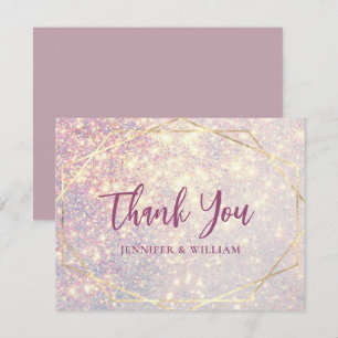 Elegant Glitter Purple Geometric Wedding Thank You Card