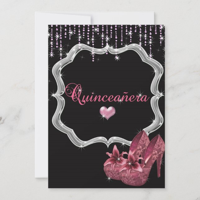 Elegant, Glitter, Quinceanera Invitation (Front)