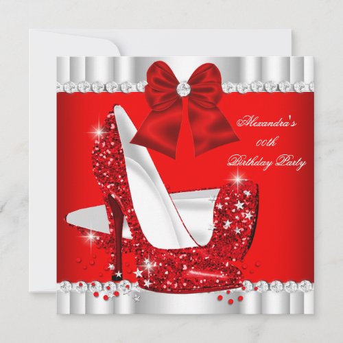 Elegant Glitter Red Glamour High Heels Silver Invitation