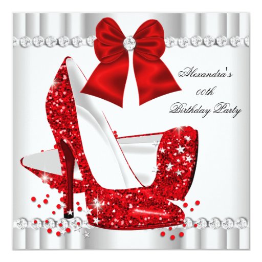 Elegant Glitter Red Glamour High Heels White Card | Zazzle