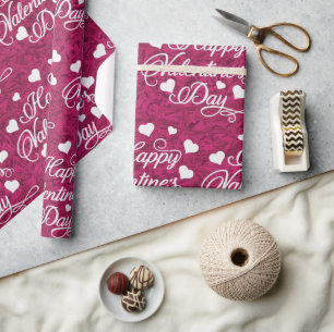 Elegant Glitter Red Happy Valentine's Day Wrapping Paper