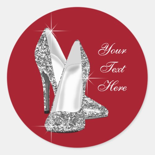 Elegant Glitter Red High Heel Shoe Stickers