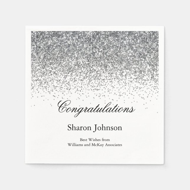 Elegant Glitter Retirement Party Napkins (Front)