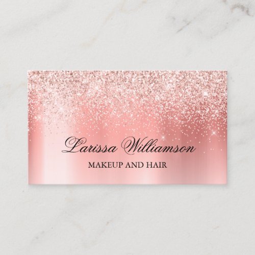 Elegant Glitter Rose Gold Makeup Hair Boutique Business Card