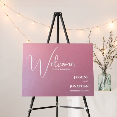 Elegant Glitter Rose Gold Wedding Welcome Sign