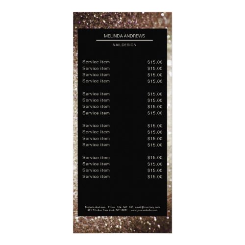 Elegant Glitter Silver Gold Rack Card