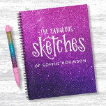 Elegant Glitter Sketchbook Purple Pink Notebook at Zazzle