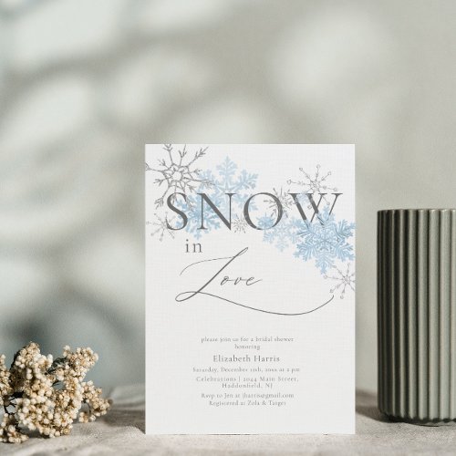 Elegant Glitter Snow in Love Bridal Shower Invitation