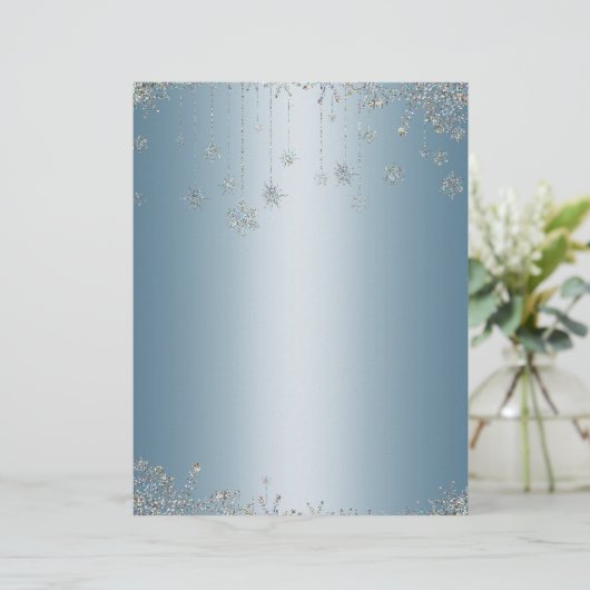 Elegant glitter snowflakes letterhead (Standing Front)