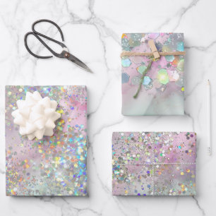 Elegant Glitter Sparkle Confetti Modern Pink Wrapping Paper Sheets