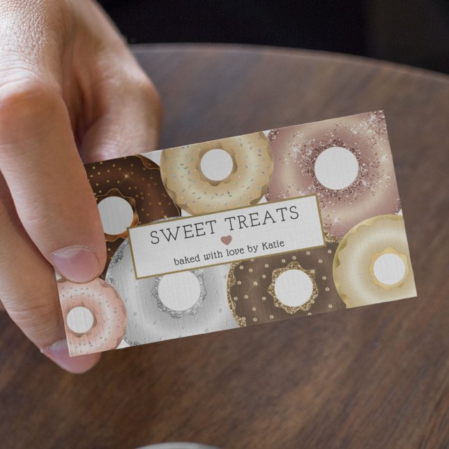 Elegant Glitter Sprinkle Donut Bakery Cake Pastry Business Card (Creator Uploaded)