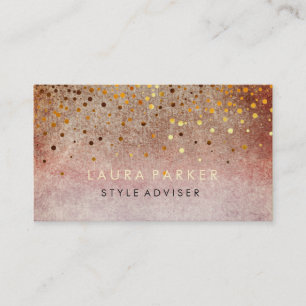 Elegant Glitter Subtle Pink Orange  Faux Confetti Business Card
