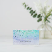 Elegant Glitter Subtle Sky Blue Faux Confetti Business Card (Standing Front)