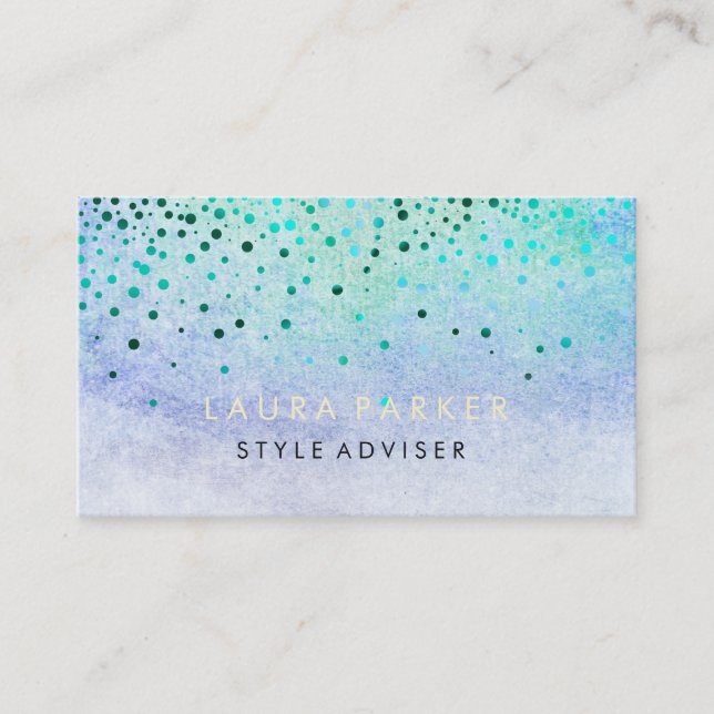 Elegant Glitter Subtle Sky Blue Faux Confetti Business Card (Front)