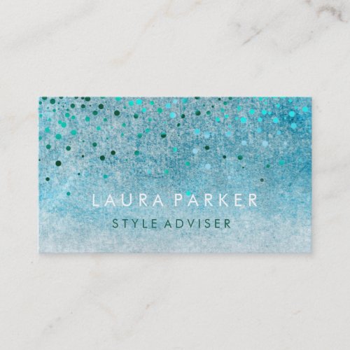 Elegant Glitter Subtle Sky Blue Faux Confetti Business Card