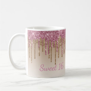 Elegant Glitter Sweet 16 Glam Script Ombré Sparkle Coffee Mug