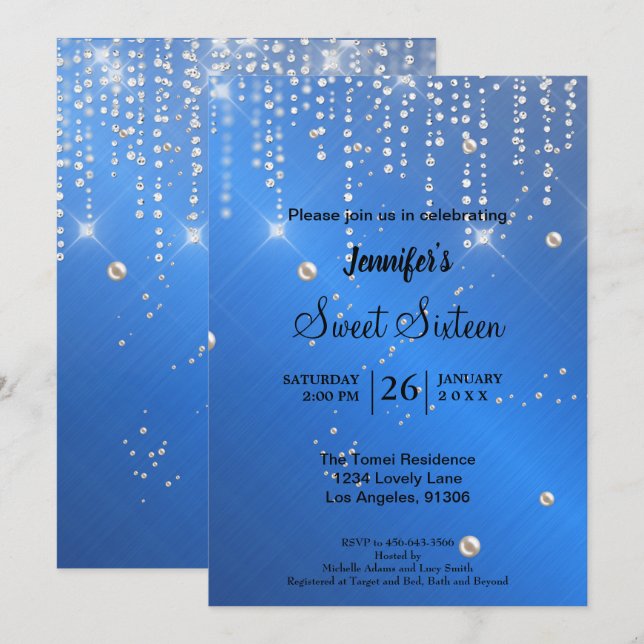 Elegant glitter Sweet Sixteen Invitation (Front/Back)