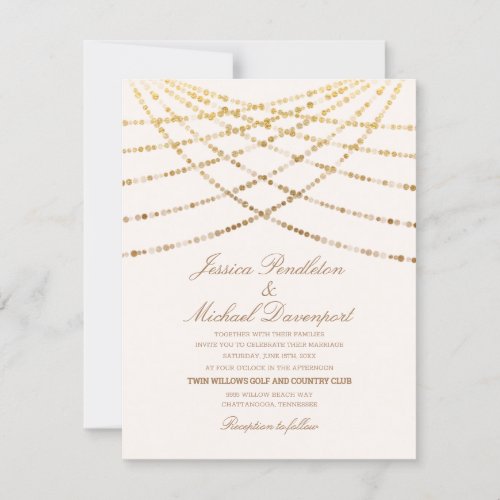 Elegant Glitter Twinkle Lights Cream White Wedding Invitation