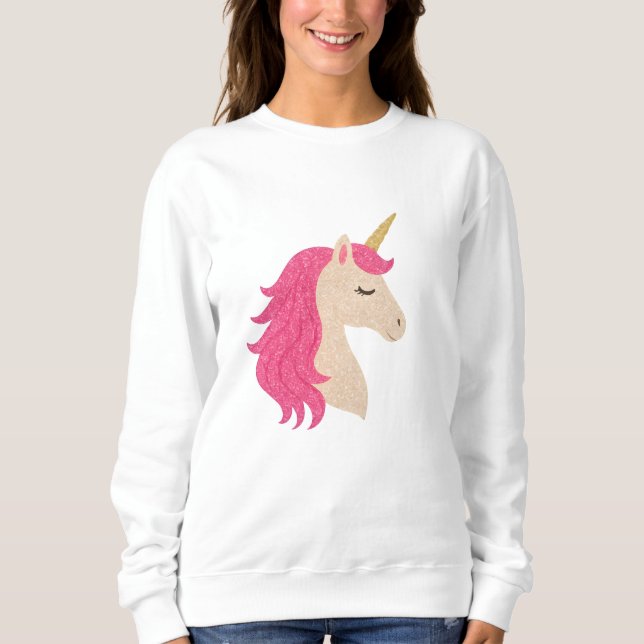 Elegant Glitter Unicorn with Sparkle Style Sweatshirt (Front)