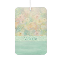 Elegant Glitter Watercolor Name Floral Car