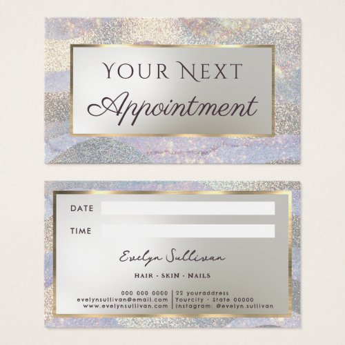 Elegant glitter watercolor waves appointment card