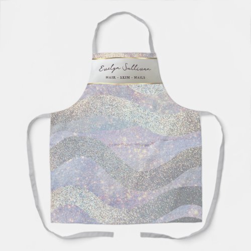 Elegant glitter watercolor waves apron