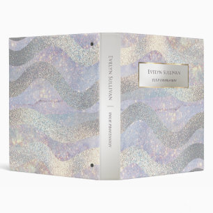 Elegant glitter watercolor waves binder