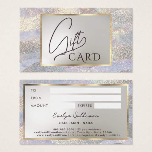 Elegant glitter watercolor waves Gift Card