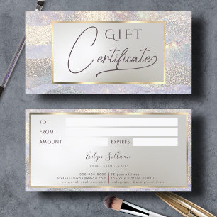 Elegant glitter watercolor waves Gift Certificate
