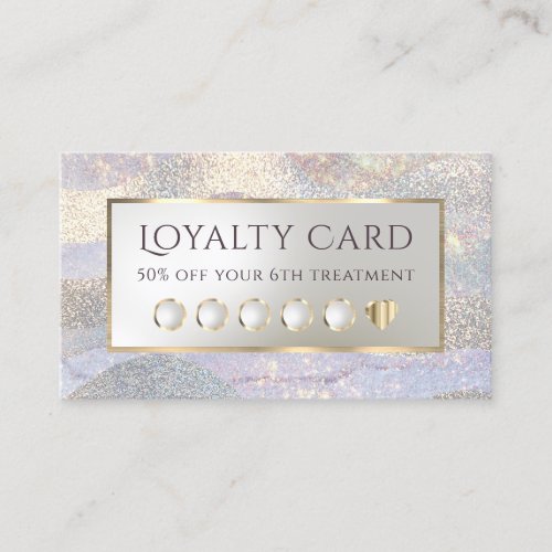 Elegant glitter watercolor waves loyalty card