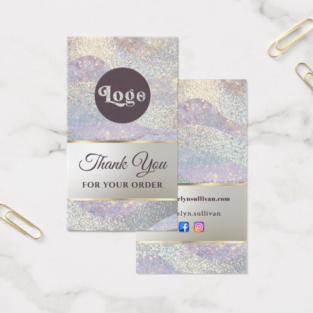 Elegant glitter watercolor waves package insert (Office)