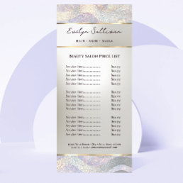 Elegant glitter watercolor waves price list rack card