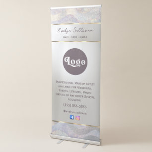 Elegant glitter watercolor waves retractable banner