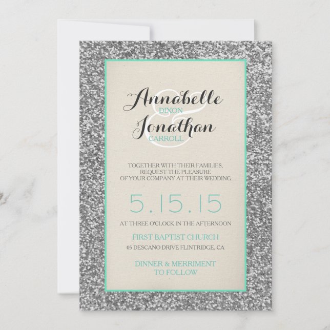 Elegant Glitter Wedding Announcement Invitation (Front)
