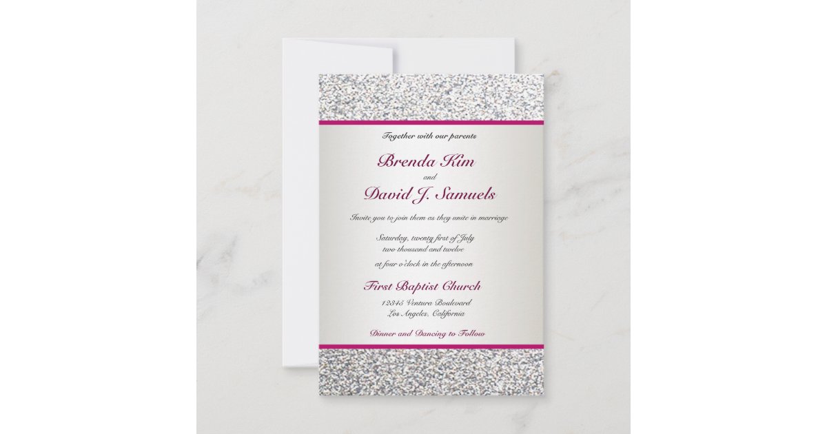 Elegant Glitter Wedding Invitation | Zazzle