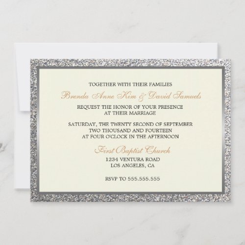 Elegant Glitter Wedding Invitation 5" X 7" Invitation Card