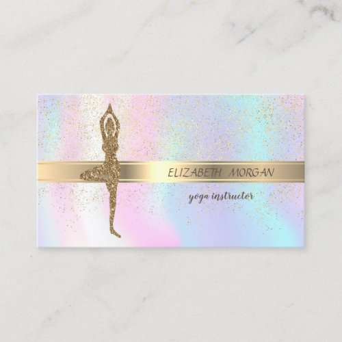 Elegant Glitter Yoga GirlConfettiHolographic Business Card