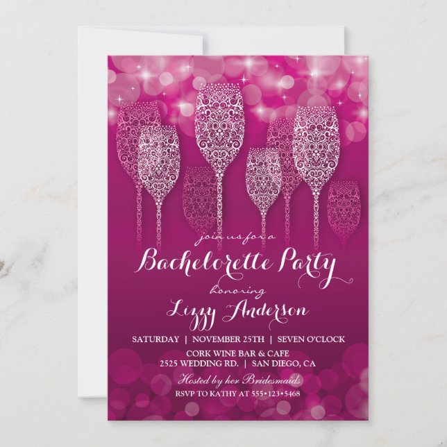 Elegant Glittering Lights Bachelorette Invitation (Front)