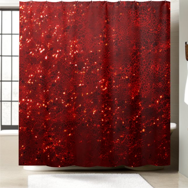 Elegant Glittering Red Sequin Shower Curtain (Creator Uploaded)