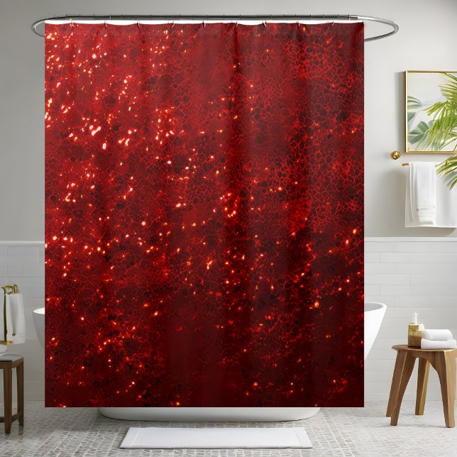 Elegant Glittering Red Sequin Shower Curtain (Creator Uploaded)