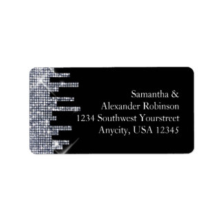 Elegant Glittery Black/Silver Glamour Label