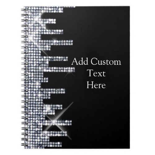 Elegant Glittery BlackSilver Glamour Notebook