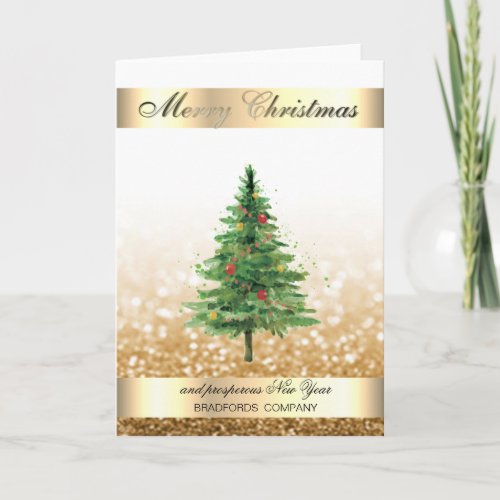 Elegant Glittery Bokeh Christmas Tree Holiday Card