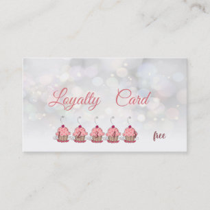 Elegant glittery Bokeh Cupcakes Loyalty Card